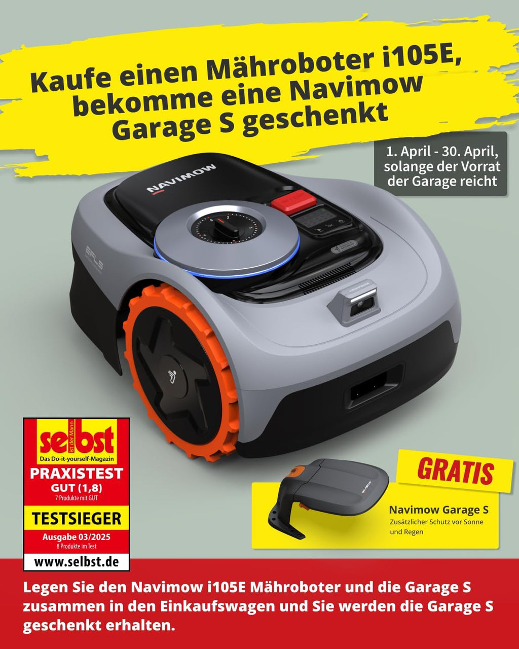 Navimow Garage S, opklapbaar, geen signaalblokkering, bescherming tegen zon en regen, accessoire voor robotmaaiers Navimow i105E, i108E