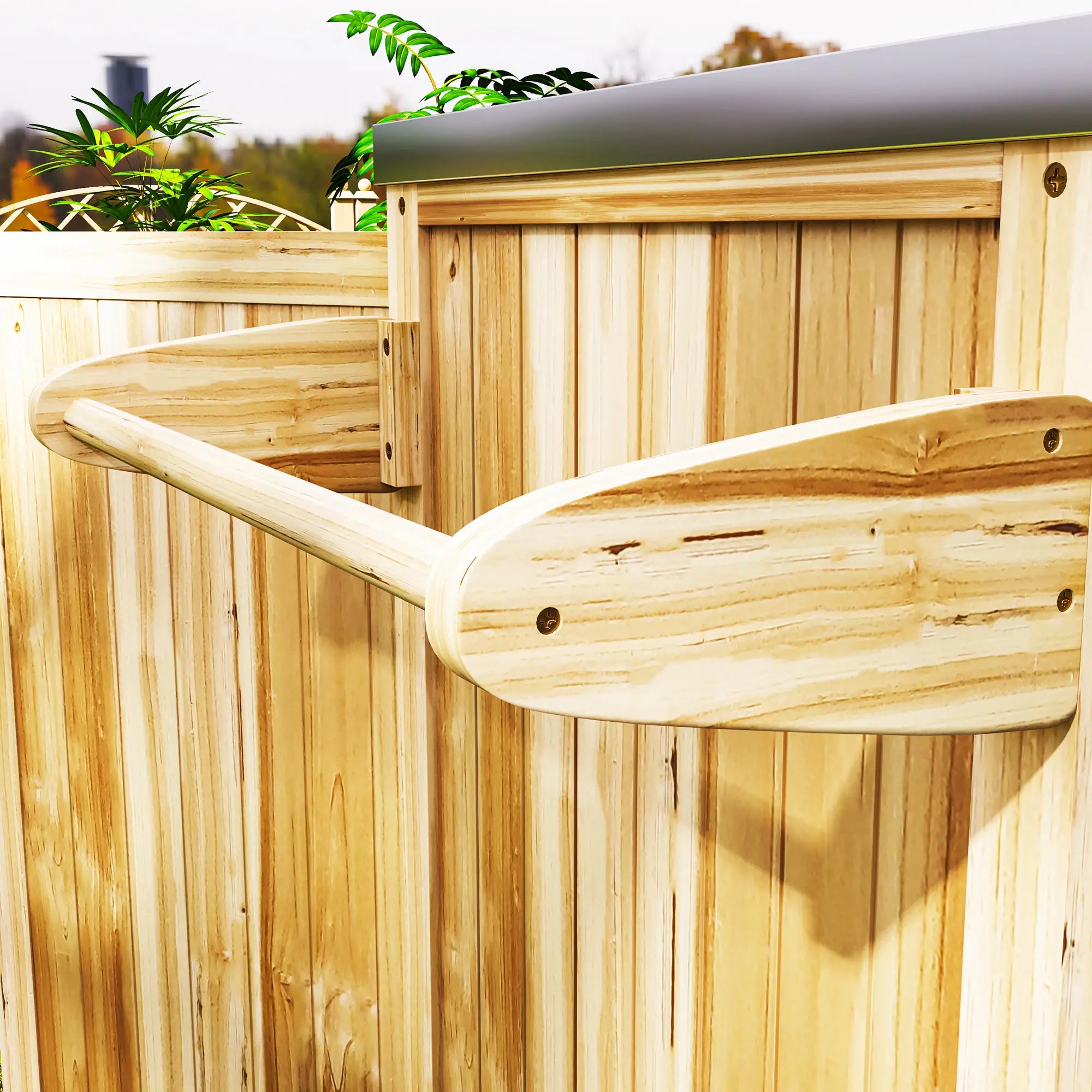 Outsunny Barbecuewagen Outdoor Keukeneiland met wielen Massief hout
