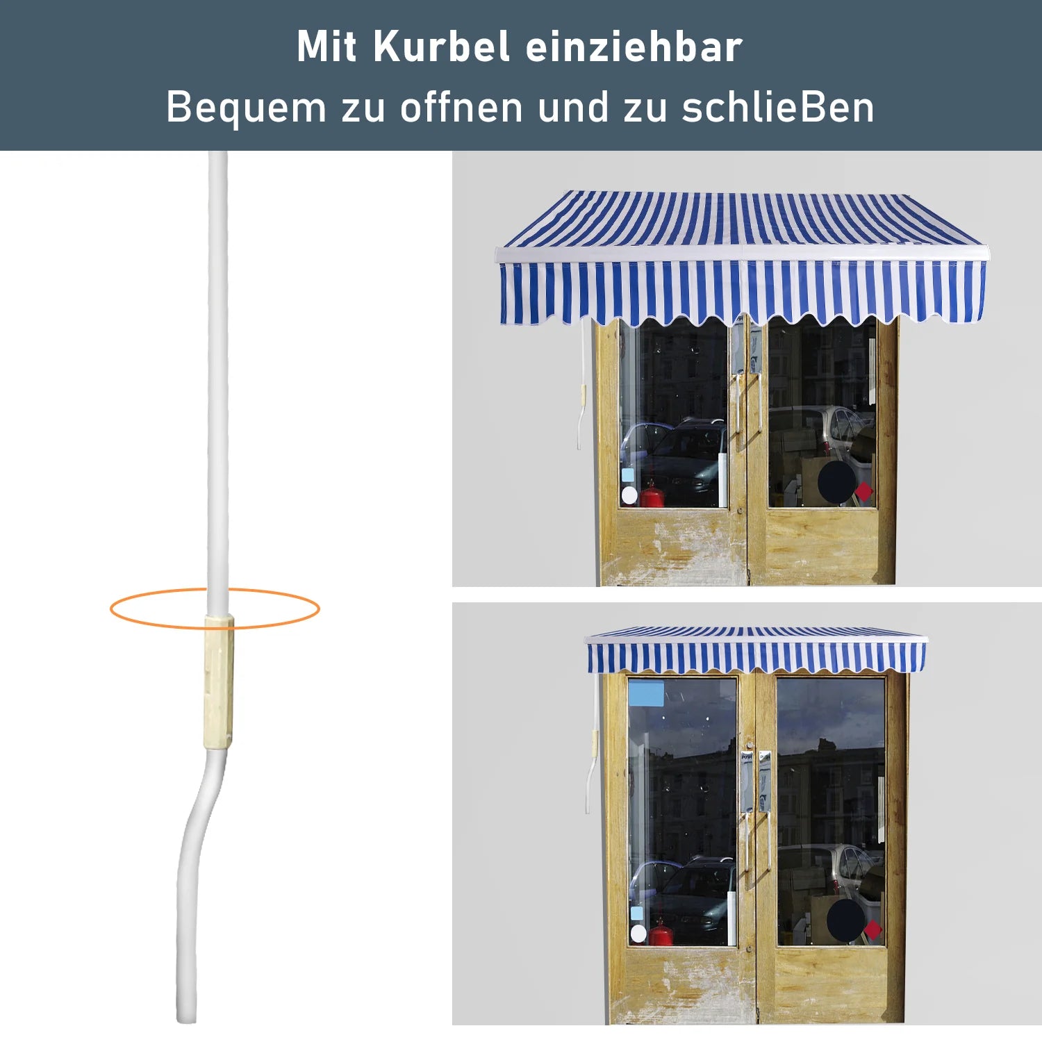 Sonnewelt knikarmscherm met handslinger