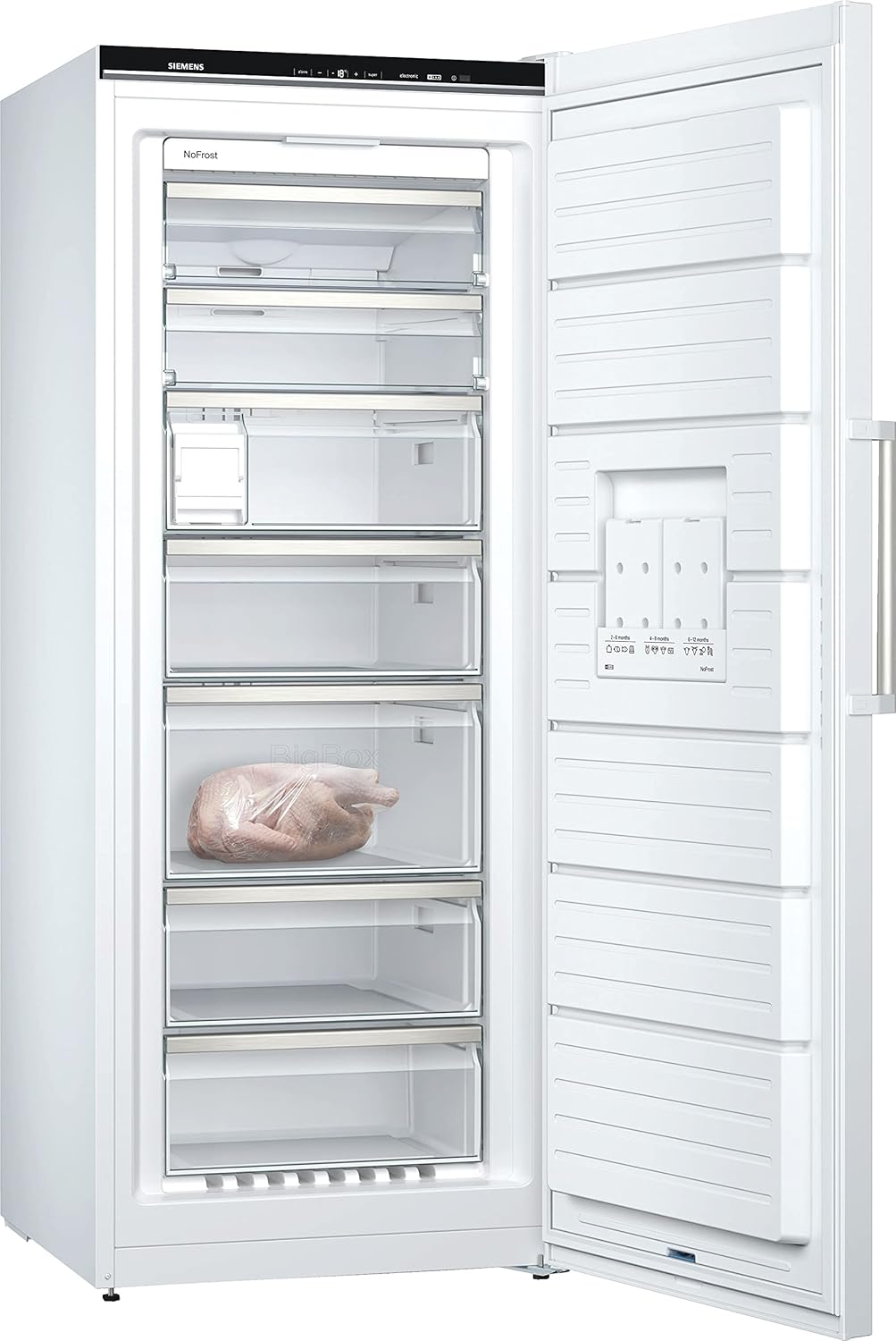 Siemens GS54NAWCV iQ500 vriezer, 176 x 70 cm, 327 L, noFrost nooit meer ontdooien, bigBox ruimte voor grote diepvriesproducten, varioZone flexibele glasplateaus en laden, wit