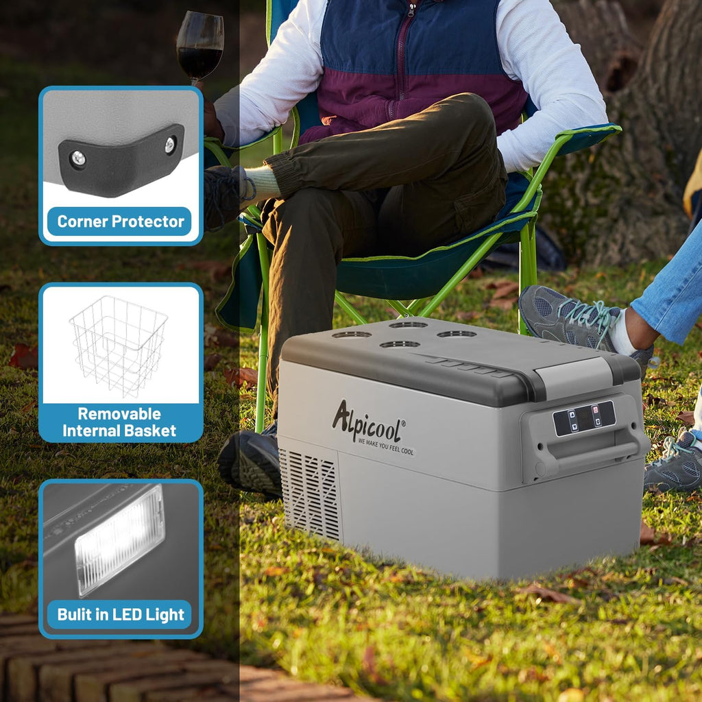 Alpicool CF55 55 Liter Koelbox 12V Draagbare Mini Koelkast Elektrische Vriesbox Kleine Vrieskist voor Auto, Camping, Vrachtwagen, Boot en Stopcontact met USB-aansluiting, -20℃ tot 20℃
