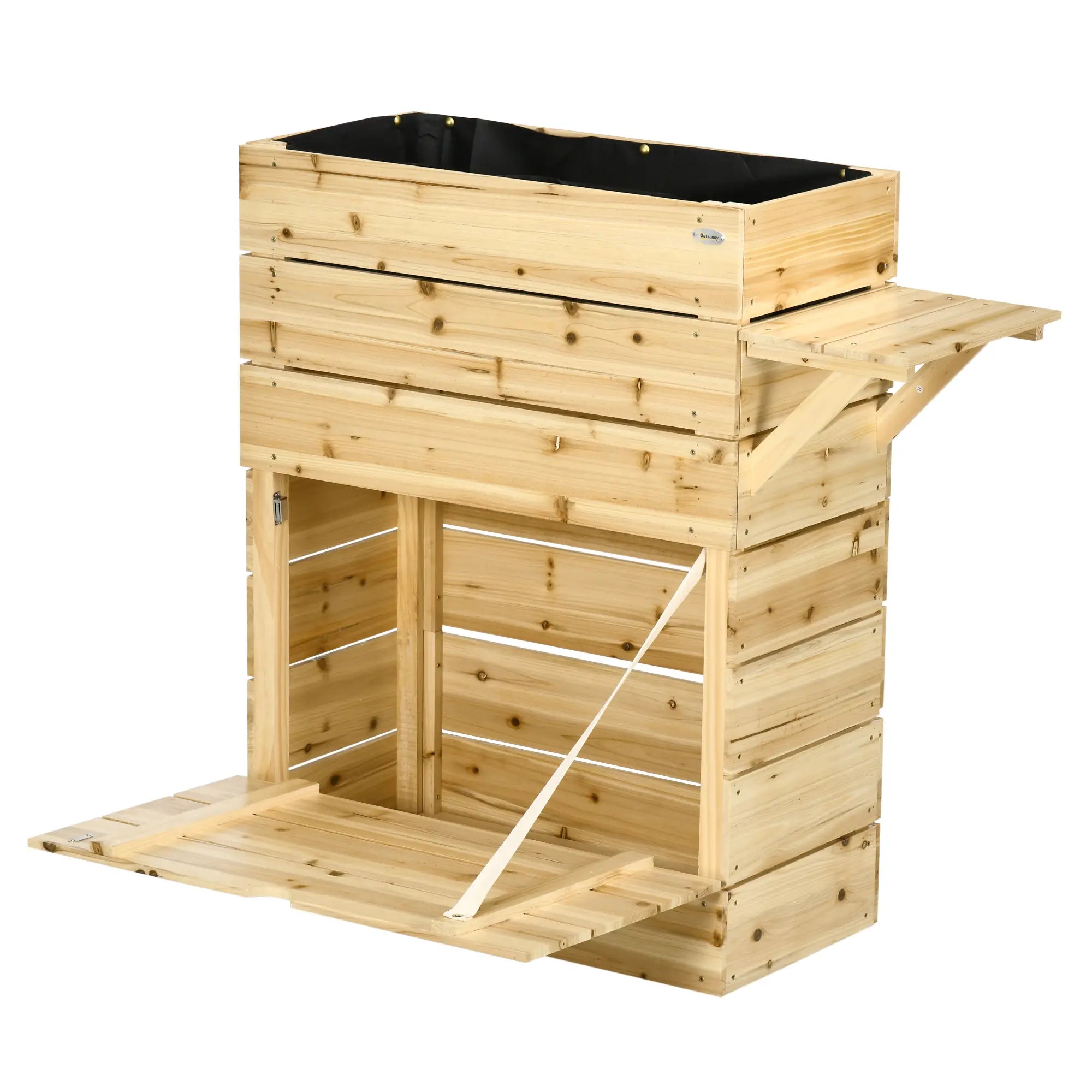 Outsunny Verhoogde plantenbak met legplank van massief hout