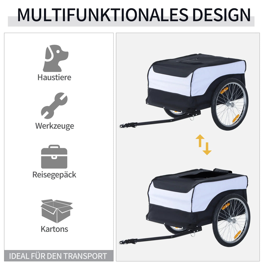 HOMCOM fietskar opvouwbaar grote transportbox