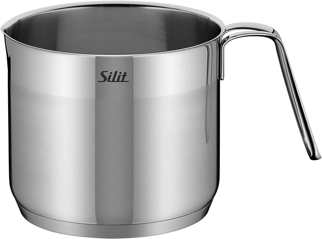 Silit Toskana pannenset inductiegeschikt 10-delig, kookpannenset met glazen deksel, inductiekookpannen, melkpan, stoompan, koekenpan, roestvrij staal deels mat, inductie pannen set ongecoat