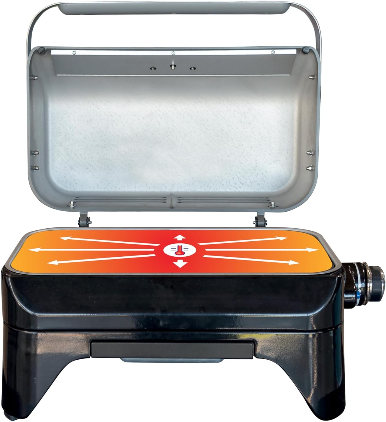 Campingaz Grill Attitude2go, gasbarbecue & elektrische barbecue, tafelbarbecue, draagbare balkon-, campingbarbecue, met deksel, thermometer en gietijzeren grillrooster, werkt op gas of elektriciteit
