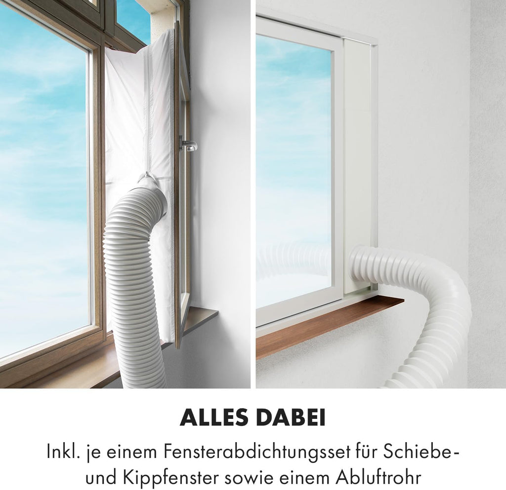 Klarstein Mobiele Airconditioning met Afvoerslang, 3-in-1 Airco met Ventilator, Luchtontvochtiger & Nachtmodus, Kleine & Draagbare Airco voor Thuis & Kantoor, 12000 BTU Laag Verbruik