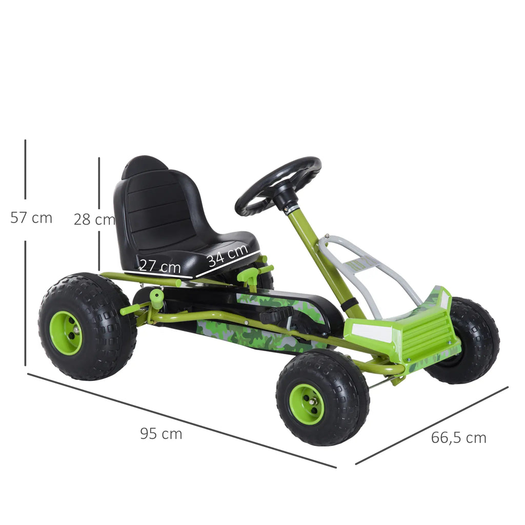 HOMCOM Kinder Go-Kart Trapauto Offroad-design verstelbare zitting