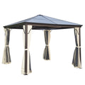 Outsunny Tuinpaviljoen Hardtop met Polycarbonaat Dak Muskietennet Aluminium