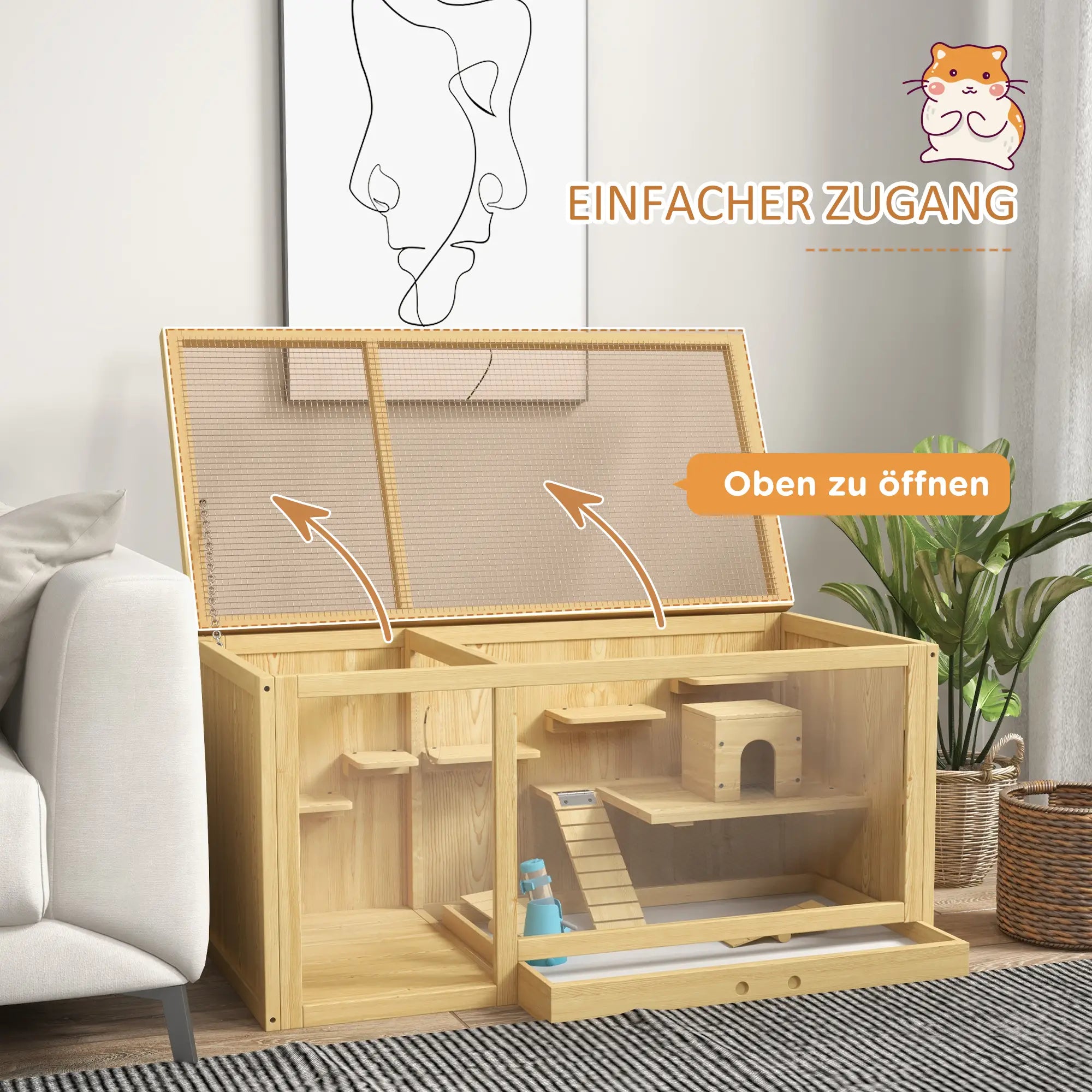 PawHut Hamsterkooi Knaagdierkooi meerdere verdiepingen met accessoires Hout