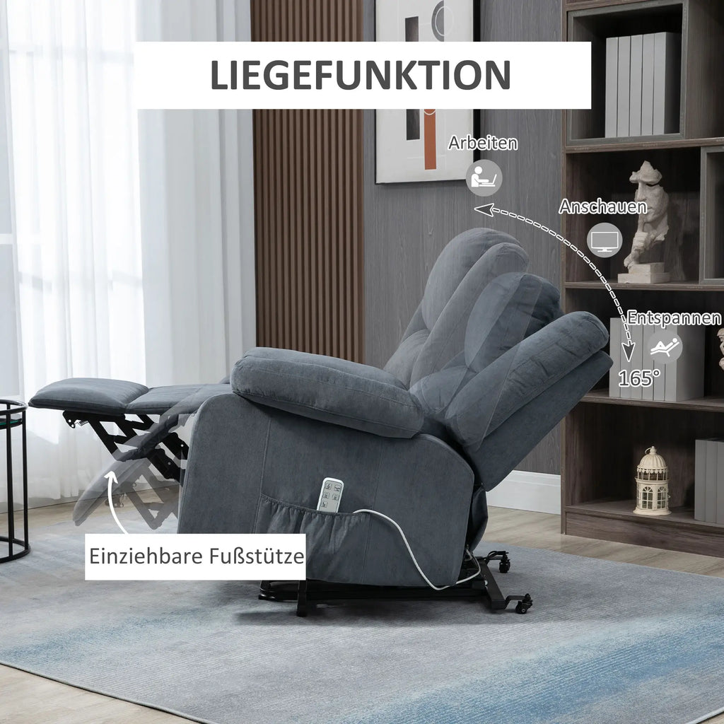 HOMCOM Sta-op stoel relaxfauteuil elektrisch met sta-ophulp