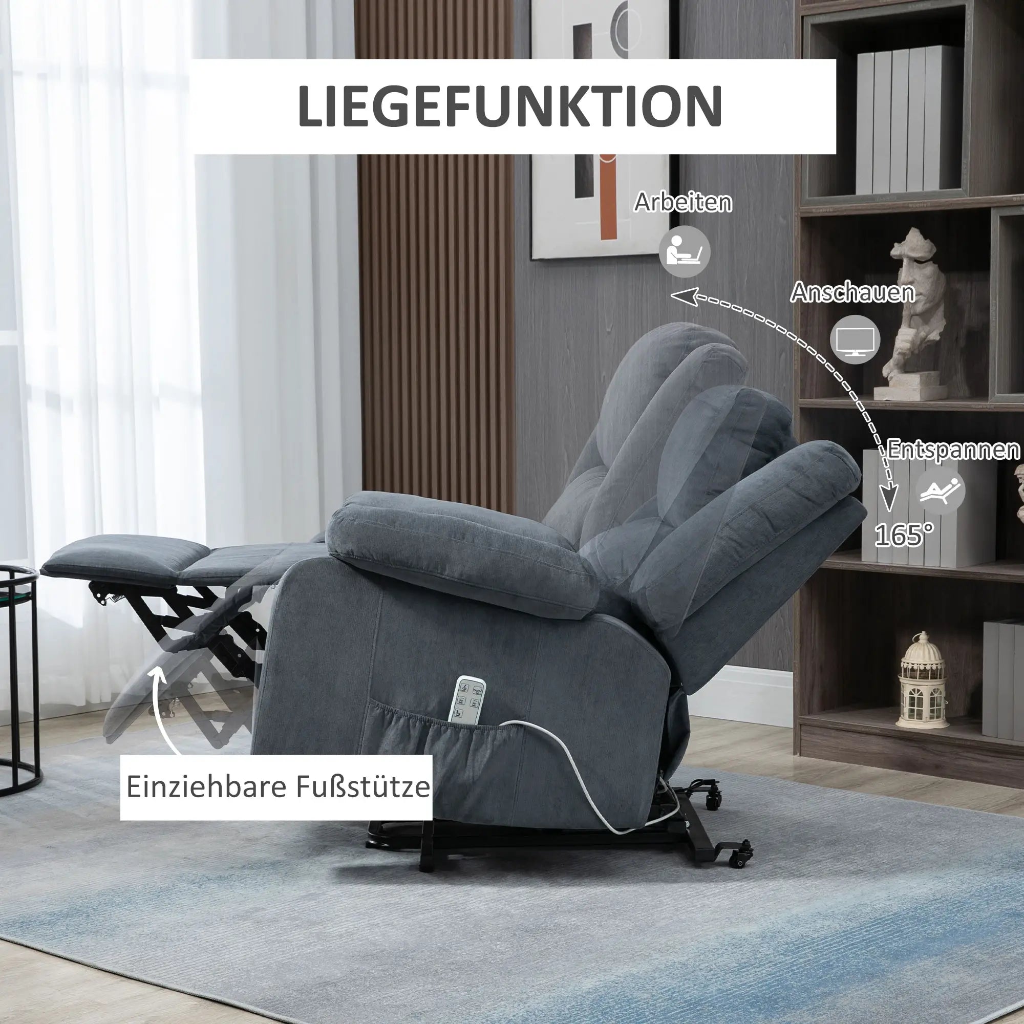HOMCOM Sta-op stoel relaxfauteuil elektrisch met sta-ophulp