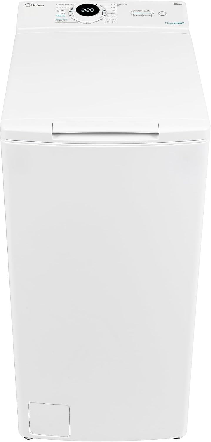 Midea bovenlader wasmachine MF10ET70B / 7KG / A / 1200 tpm/BLDC invertermotor/stoomfunctie/SoftOpener/XL deursopening/kort 15'&45' / meerdere temperatuuropties/AquaStop, wit