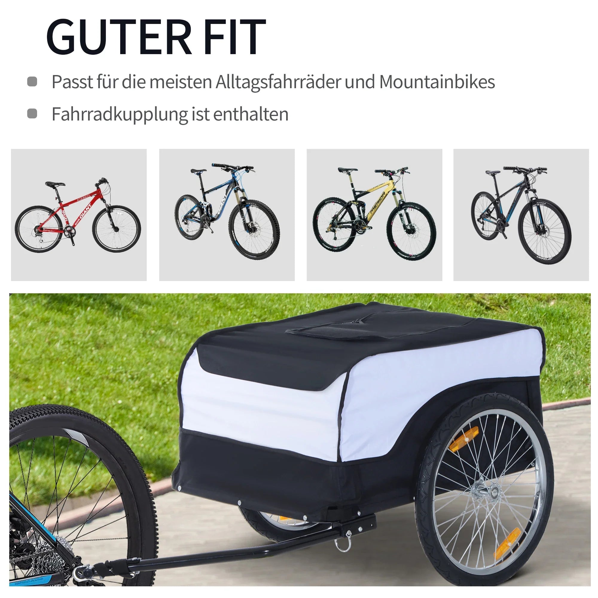 HOMCOM fietskar opvouwbaar grote transportbox