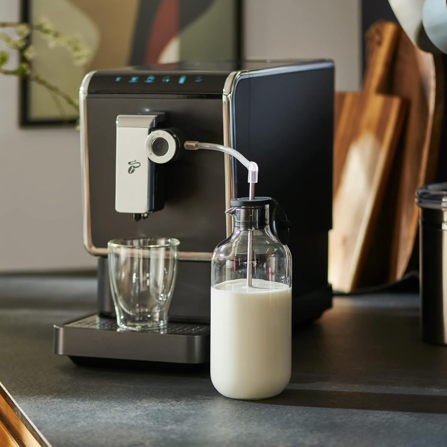 Tchibo volautomatisch koffiezetapparaat Esperto Pro met One Touch-functie voor Caffè Crema, espresso en melkspecialiteiten, antraciet