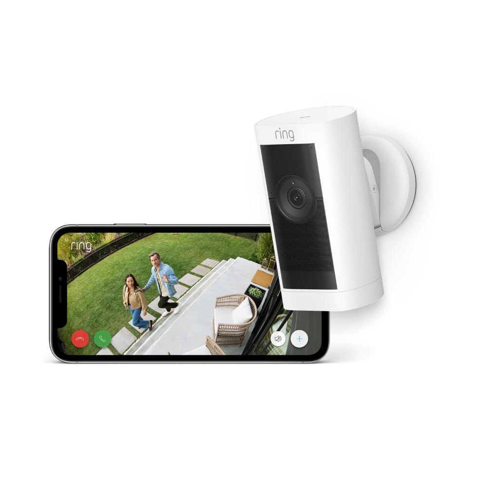 Ring Buitencamera Pro Solar (Stick Up Cam Pro) | Buitenbeveiligingscamera op zonne-energie met 1080p-HDR-video, wifi, 3D-bewegingsdetectie, compatibel met Alexa | 2 beveiligingscamera's