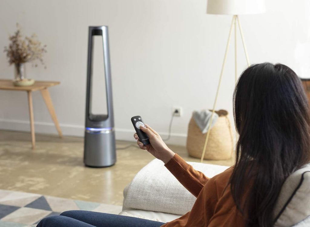 Rowenta QU5062 Eclipse 3-in-1 luchtreiniger | Heteluchtkachel | Ventilator | filtert 99,9% van de deeltjes | voor ruimtes tot 30 m2 | snelle verwarming tot 35°C | automatische dag- en nachtmodus | Zwart/Grijs