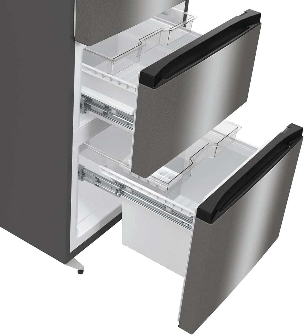 Hisense RB327N4AD2 koel-vriescombinatie/ NoFrostPlus/ Multiflow 360°/ HolidayMode/ FreshZone/ 182,4 cm/ koelgedeelte 171 l/ vriesgedeelte 85 l/ 41 dB/ 287 kWh/ jaar/ roestvrijstalen look