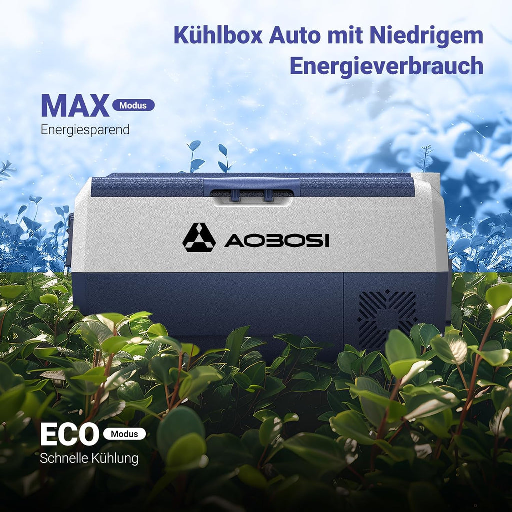 AAOBOSI Compressor Koelbox 36 L, Koelbox Auto met Wifi App Besturing, 12/24 V en 100-240 V Elektrische Koelbox, tot -20 °C voor Auto, Vrachtwagen, Boot, Camper, Camping, Dubbele Zone
