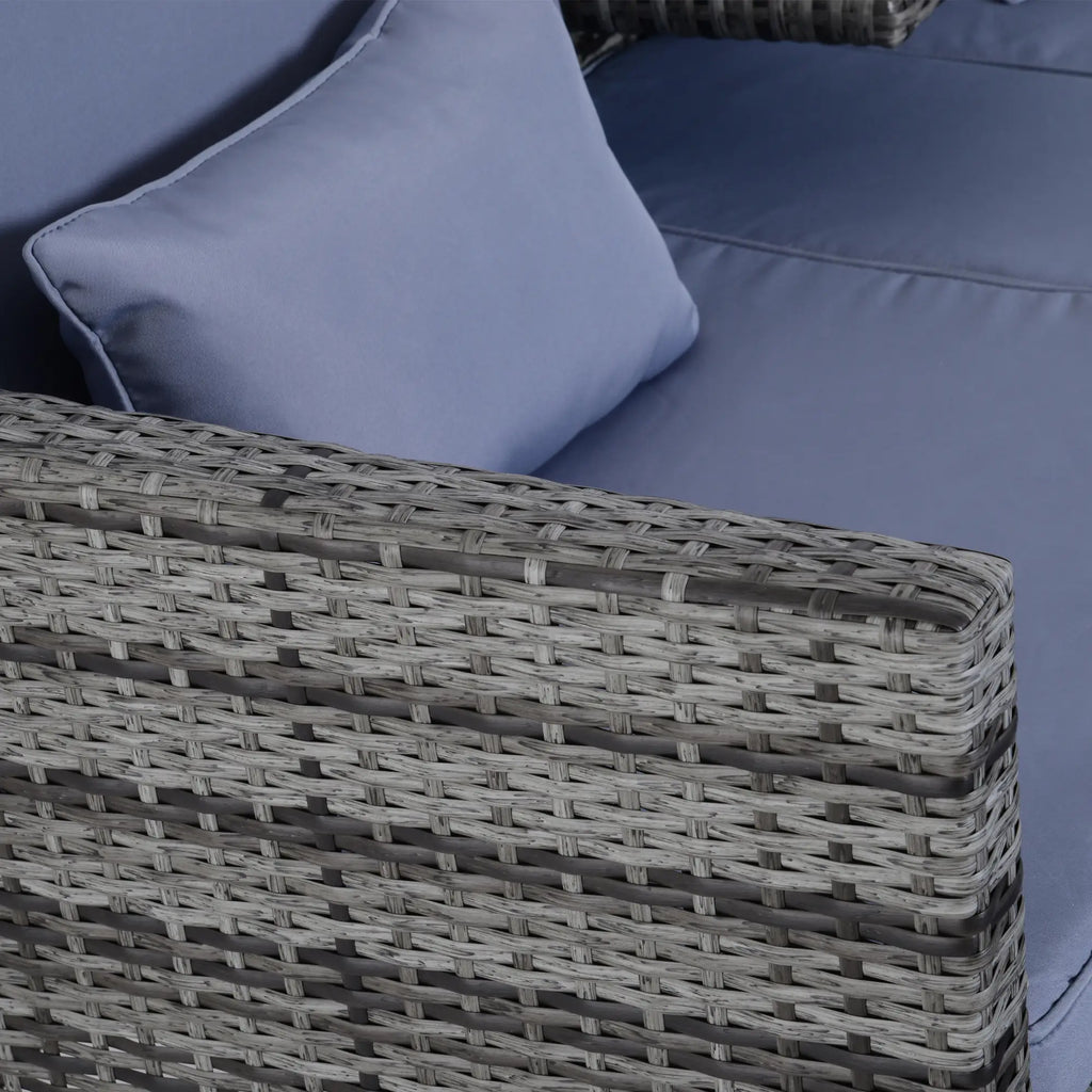 Outsunny Polyrattan Tuinbank Set 3-delig 2-in-1 Rugleuning Buiten