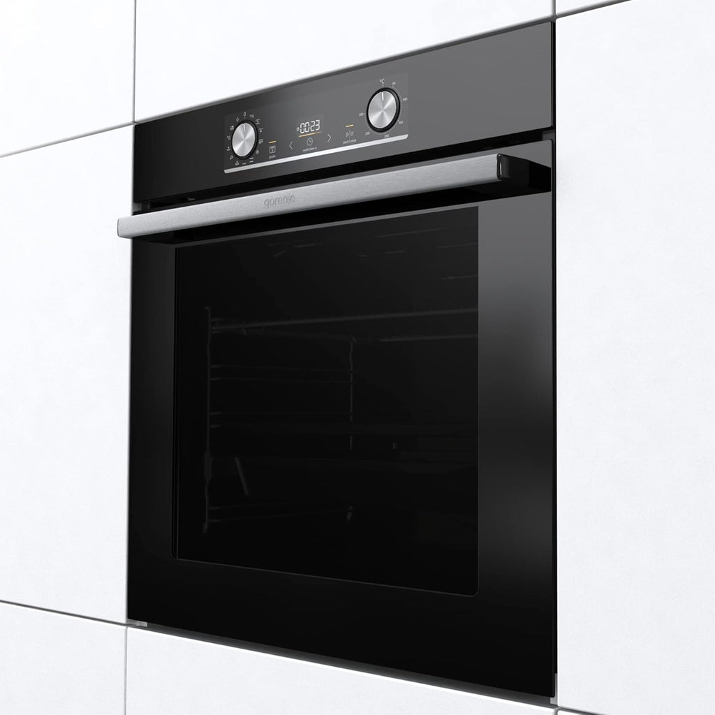 Gorenje 738971 Inbouw Ovenset OptiBake Black Steam Pyro Set / 77L / Hetelucht/Pyrolyse/ExtraSteam/GentleClose/AirFry/Pizzamode 300°C/PerfectGrill/Inductiekookplaat met BridgeZone/zwart