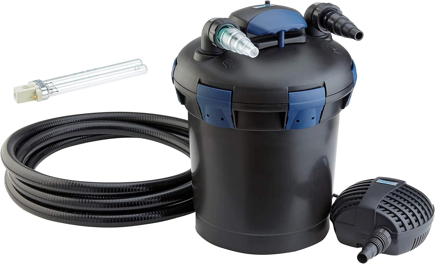 OASE 50499 Drukfilter BioPress Set 4000, vijverfilter filterset voor effectieve en snelle algenbestrijding, complete set incl. filterpomp en UVC-reiniger