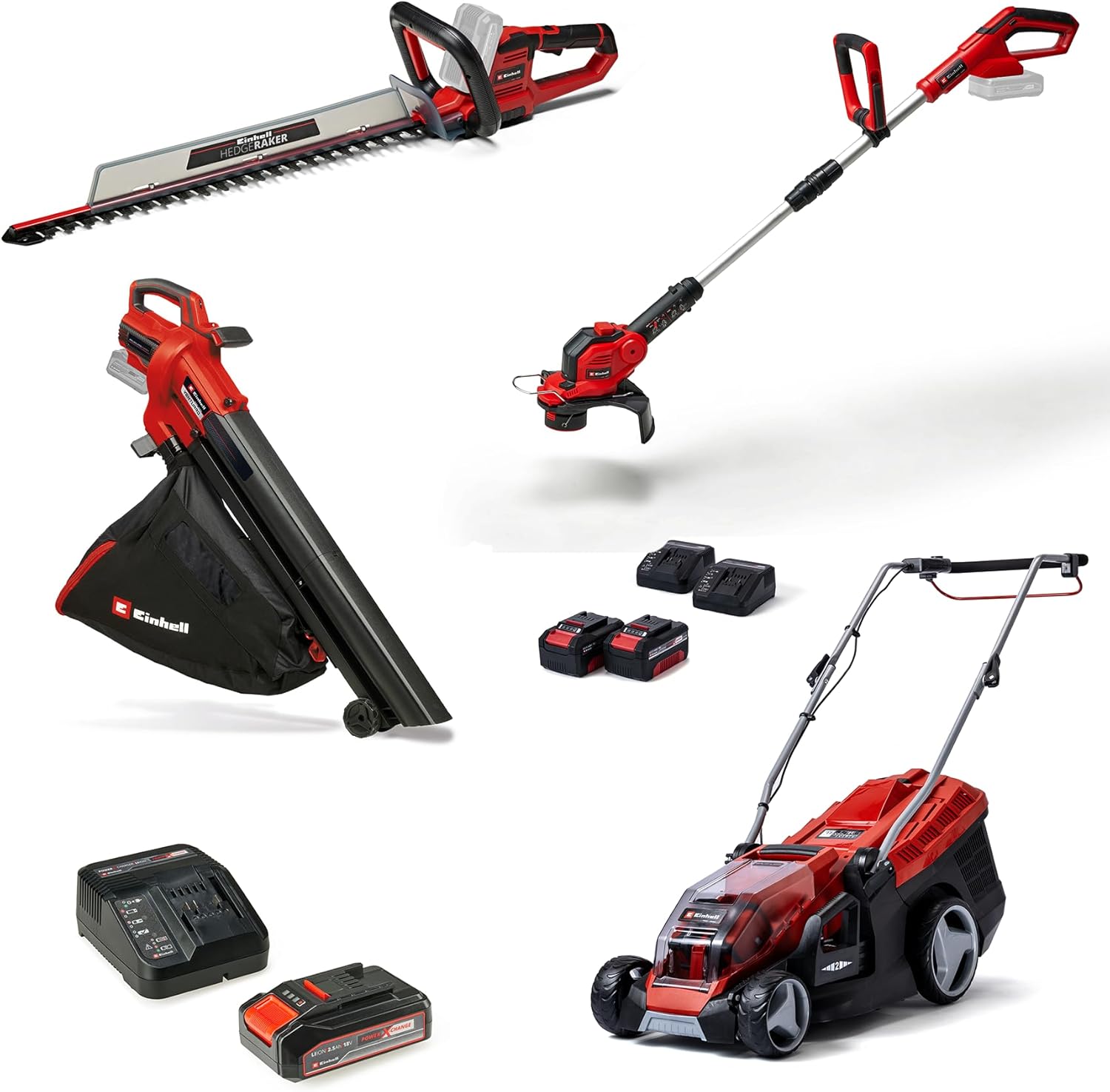 Einhell Accu grasmaaier GE-CM 36/36 Li Kit Power X-Change (36 V, 36 cm maaibreedte, tot 400 m², Brushless, 40L opvangzak, 25-75 mm maaihoogte, incl. 2x 4,0 Ah accu + 2x lader)
