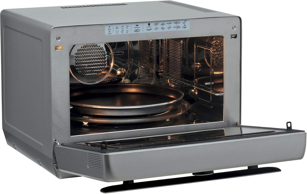 Bauknecht Jet Chef MW 179 IN Rvs 5-in-1 Multifunctionele Magnetron/ 1000 W/ 33 L Gaarruimte/Hete lucht 1500 Watt/ Kwartsgrill 1200 W/DualCrisp/ Stoomkoken/Smelt- en Snelontdooifunctie