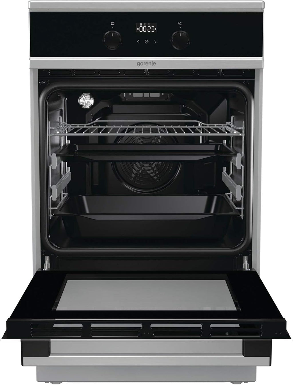 Gorenje GEIT5C61SPG vrijstaand fornuis met inductiekookplaat, 50 cm, 70 liter, zilver, PerfectGrill, AirFry, FrozenBake, Pizza Mode 300°C, AquaClean, Made in Europe, RVS