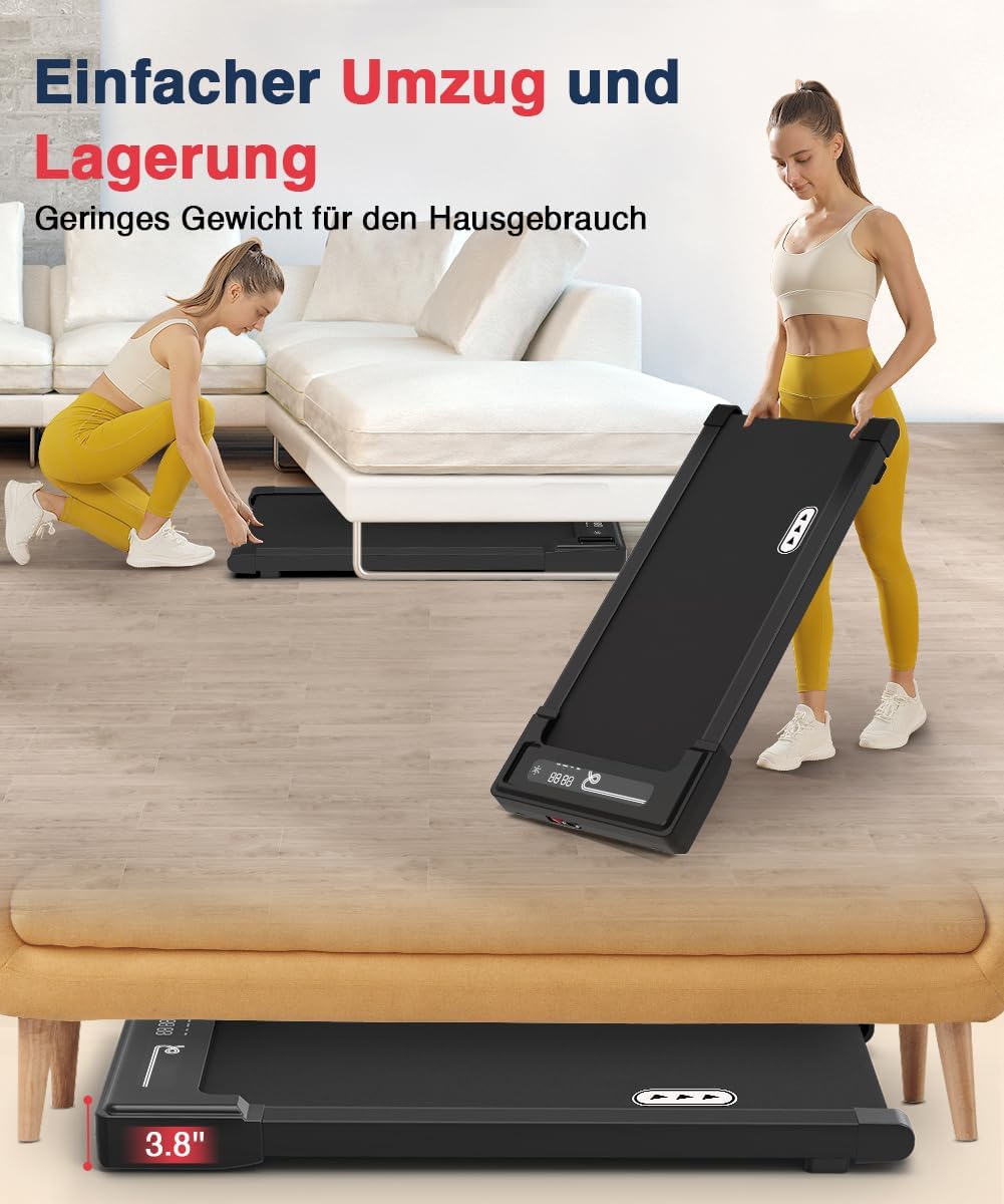 Redliro Walking Pad, Thuisloopband met Afstandsbediening en LED-Display, Compacte en Stille Loopband voor Thuis/Kantoor 1-6km/u