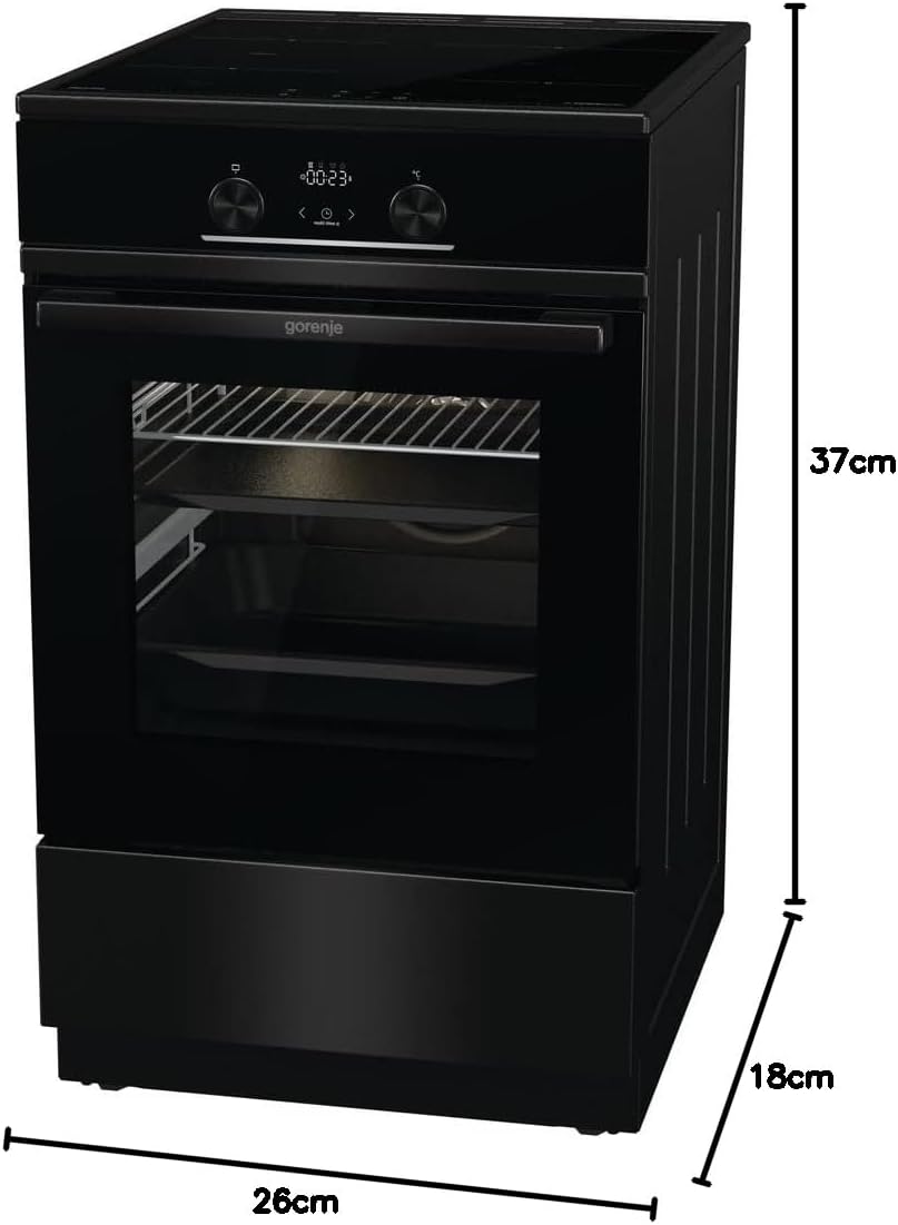 Gorenje GEIT5C61SPG vrijstaand fornuis met inductiekookplaat, 50 cm, 70 liter, zilver, PerfectGrill, AirFry, FrozenBake, Pizza Mode 300°C, AquaClean, Made in Europe, RVS