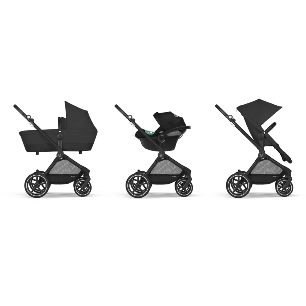 CYBEX Gold Kinderwagen EOS Lux 2-in-1 met Aton B2 i-Size autostoel en autostoeladapters, reissysteem, vanaf de geboorte tot 22 kg (ca. 4 jaar), Moon Black (Zwart)