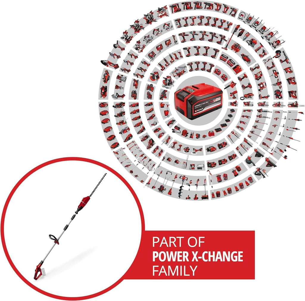 Einhell Accu-Telescoopheggenschaar GE-HH 18/45 Li T-Solo Power X-Change (Li-Ion, 18 V, 45 cm zwaardlengte, messen van diamantgeslepen staal, zonder accu en lader)