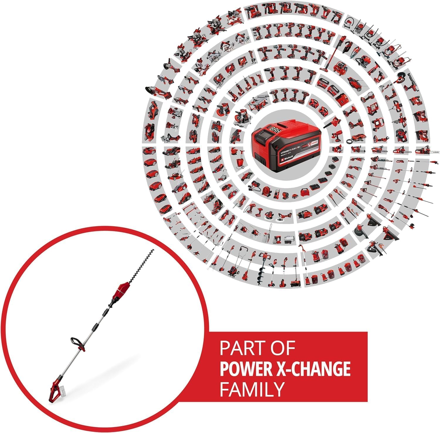 Einhell Accu-Telescoopheggenschaar GE-HH 18/45 Li T-Solo Power X-Change (Li-Ion, 18 V, 45 cm zwaardlengte, messen van diamantgeslepen staal, zonder accu en lader)