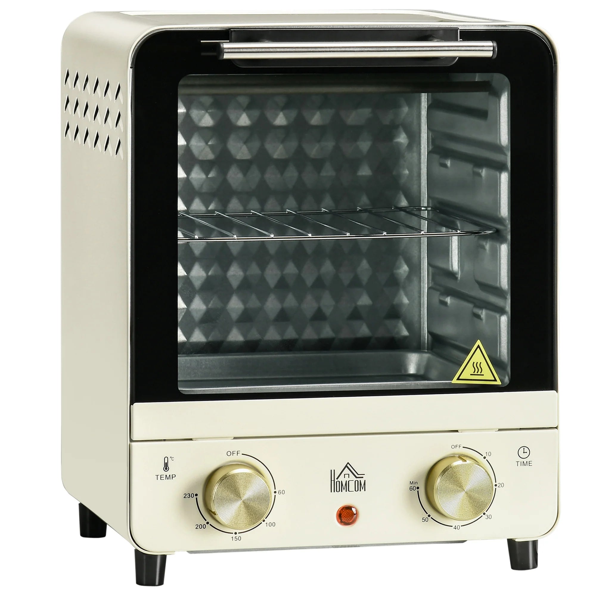 HOMCOM Mini-oven instelbare temperatuur timer kijkvenster crèmewit