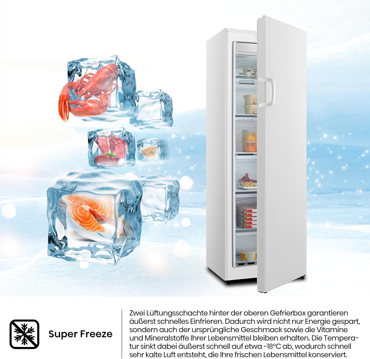 Hisense FV191N4AW2 Vriezer/ TotalNoFrost/ SuperFreeze/ Deuralarm/ Multiflow 360°/ BigBox/ 143,4 cm/ Vriesgedeelte 147 l/ 41 dB/ 205 kWh/Wit