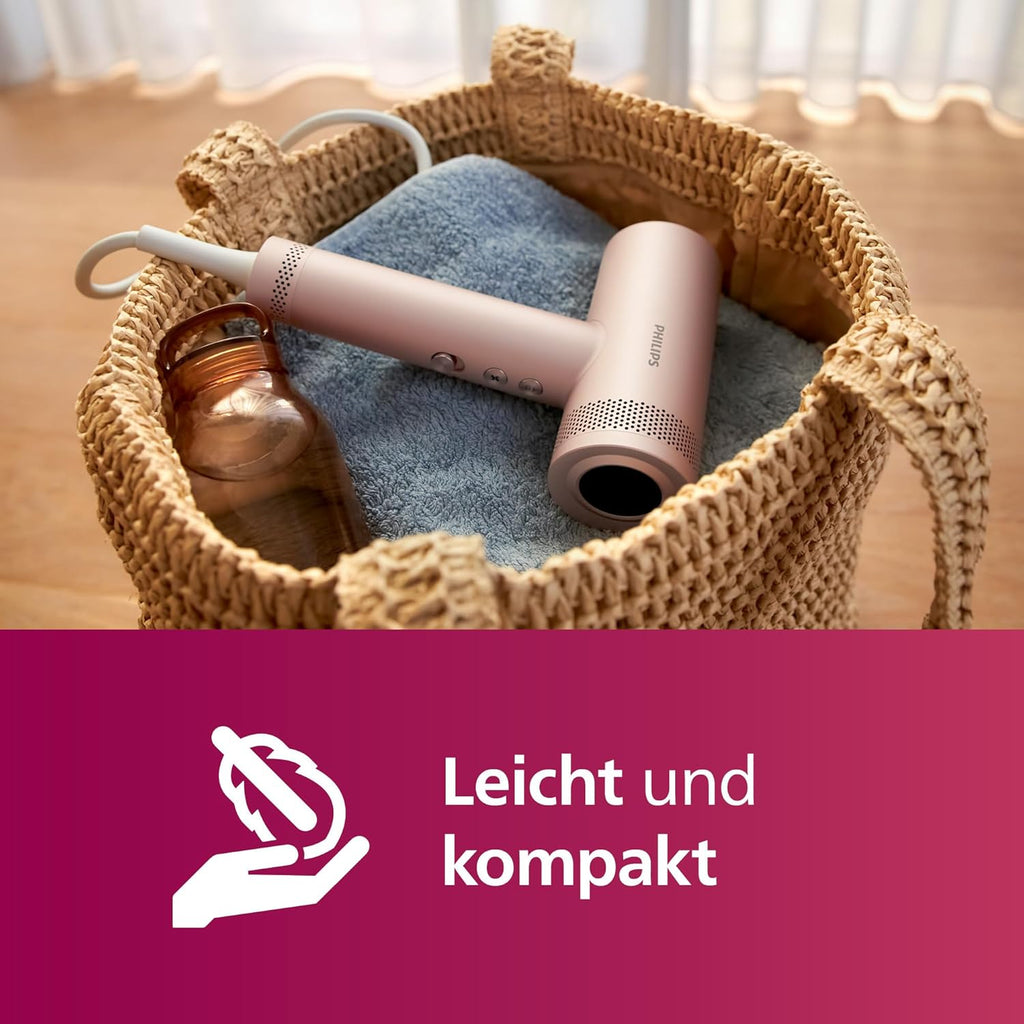 Philips Hogesnelheids-haardroger uit de 8000-serie, ThermoShield Advanced, ionisch, stylingmondstuk en diffuser, hoofdhuidverzorging, 1400 W, Rose Champagne, model BHD837/10