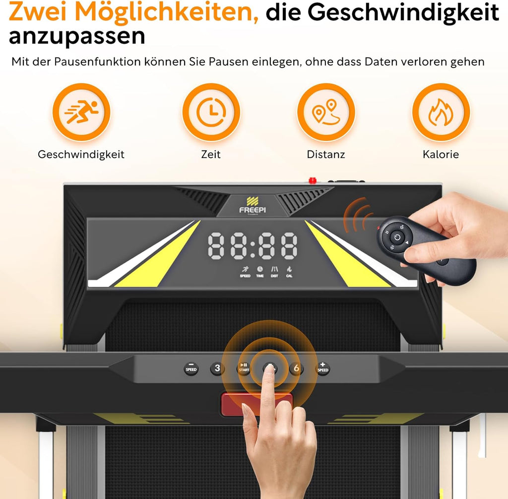 Freepi 4-in-1 Loopband voor Thuis met Helling 1-6 km/u 2.5 pk Motor met Afstandsbediening, Loopband Pad Bureaufiets Draagbaar Thuisfitnessapparaat