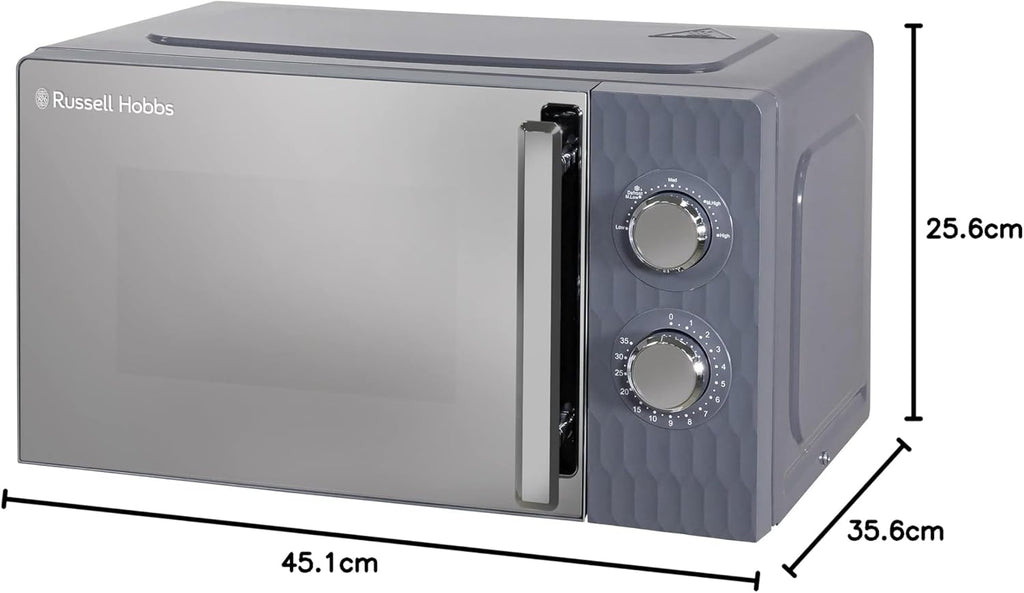 Russell Hobbs Honeycomb RHMM715G 17 liter 700 W grijs solo handmatige magnetron met 5 standen, geïntegreerde timer en ontdooifunctie