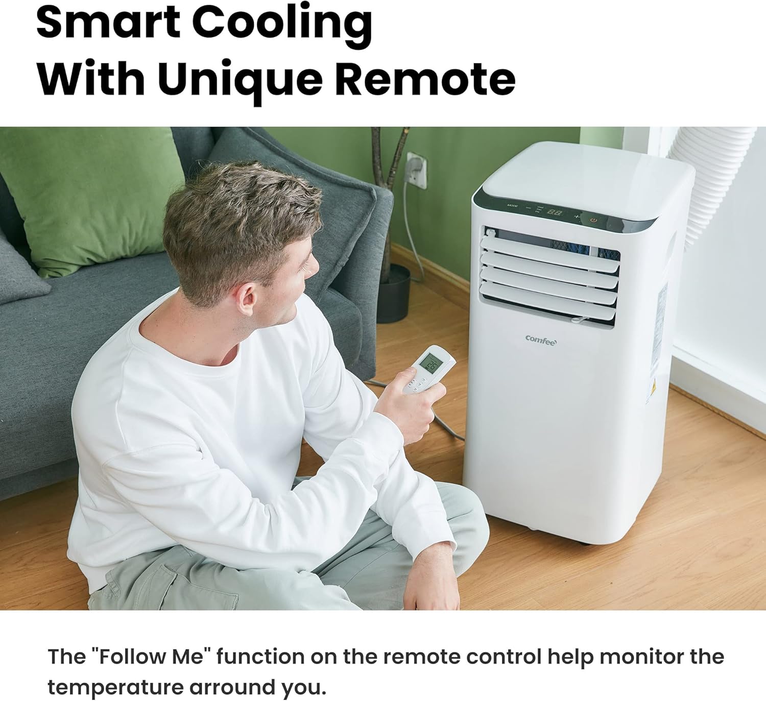 Comfee Mobiele Airco MPPH-09CRN7, 9000 BTU 2,6kW, Koelen&Ventileren&Ontvochtigen, Ruimtegrootte tot 88m³(33㎡), Mobiele Airconditioner met Afvoerslang