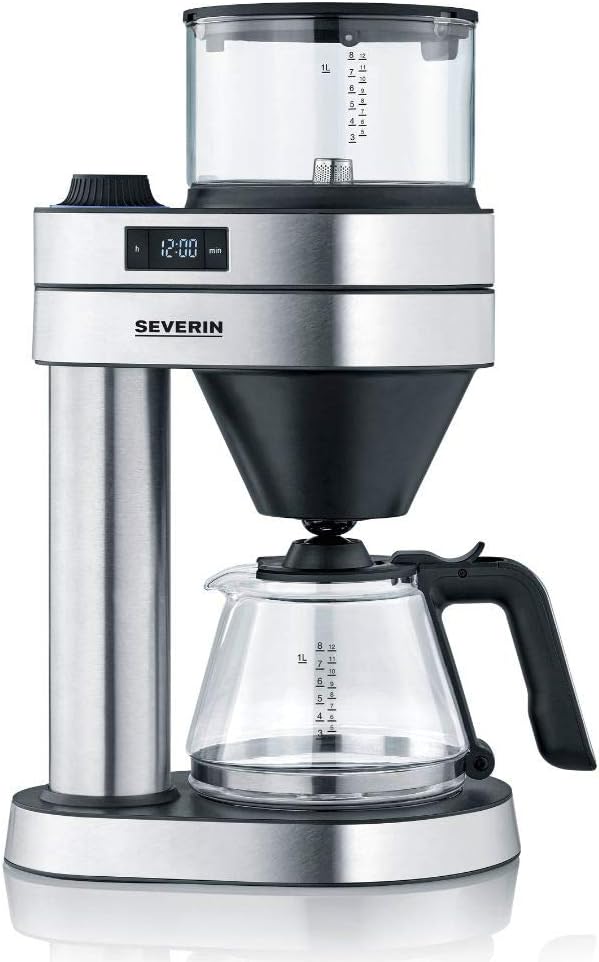 SEVERIN Filterkoffiezetapparaat Caprice, handopgegoten zoals met de cafetière voor maximaal 8 kopjes, koffiezetapparaat met timer, geborsteld roestvrij staal/matzwart, KA 5760