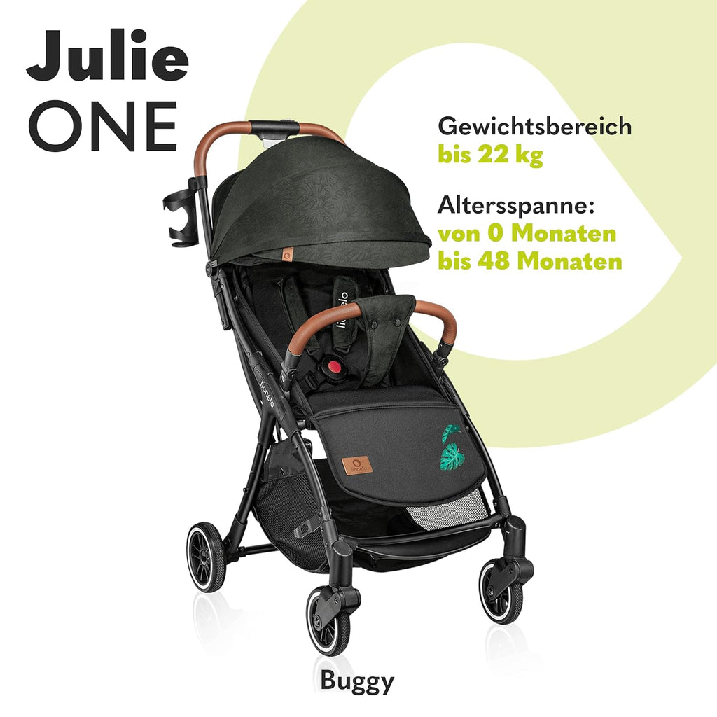 LIONELO Julie One Buggy kinderwagen tot 22 kg, verstelbare rugleuning en voetsteun, muskietennet, beenwarmers, bekerhouder en draagtas, inklapbaar
