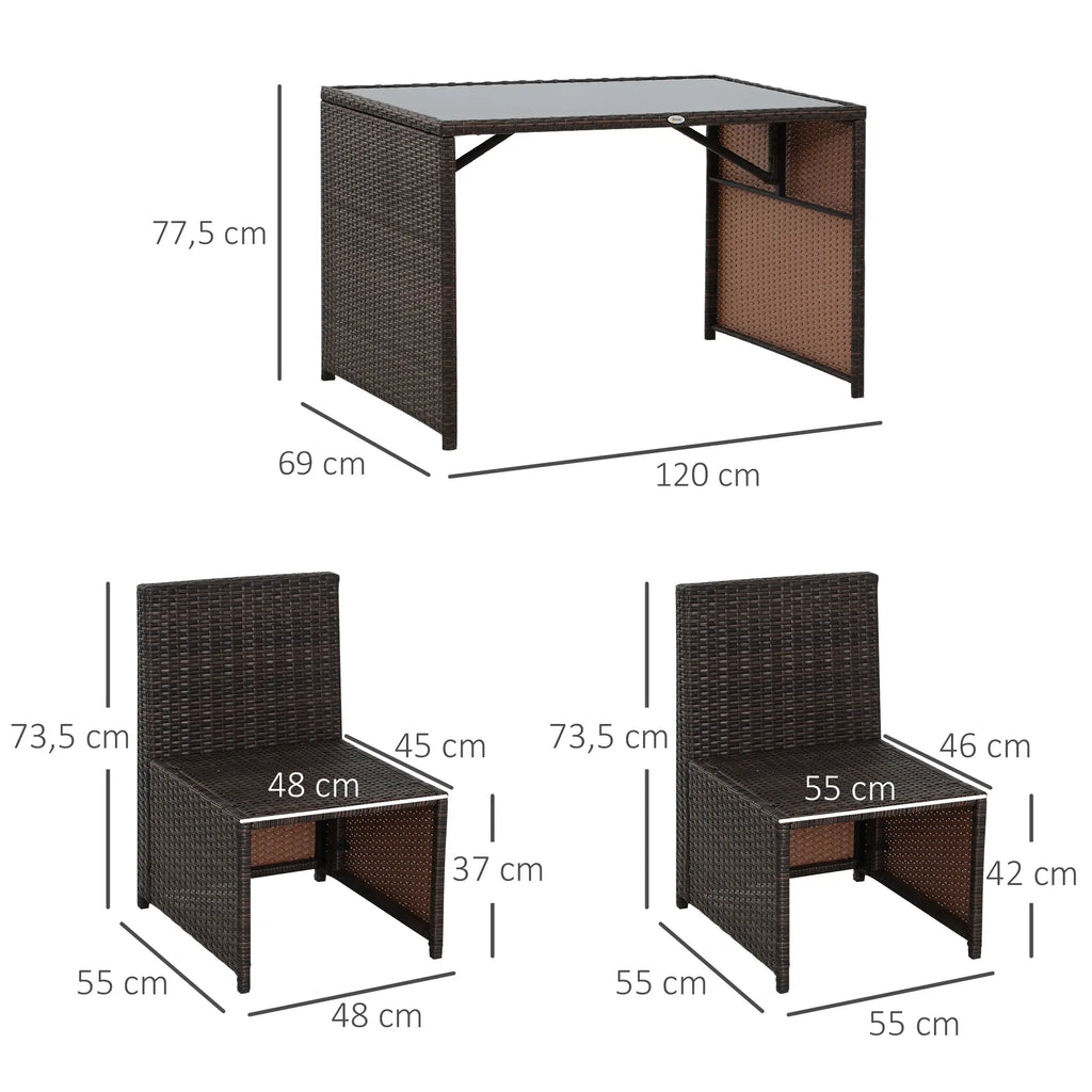 Outsunny Polyrattan Tuinmeubelset 5-delig. weerbestendig UV-bestendig