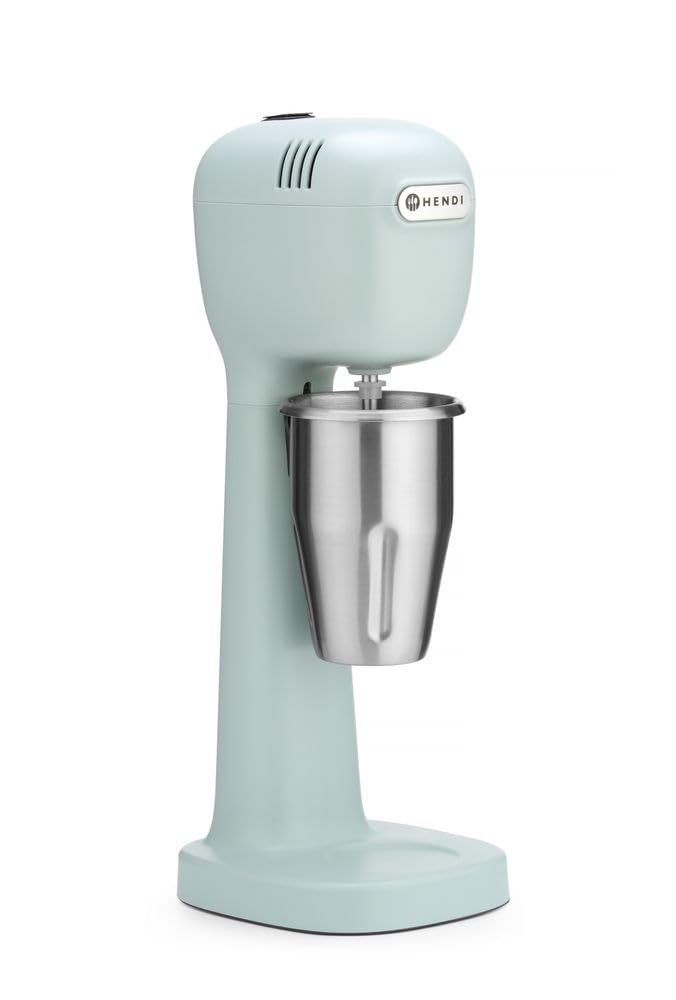HENDI Melkshake Maker, Incl. 2 mengbekers (roestvrij staal en polycarbonaat) en 4 verwisselbare roerwerken, Drinkmixer, Frappés, Drankmixer, 230V/400W, 170x196x(H)490mm, Karamel