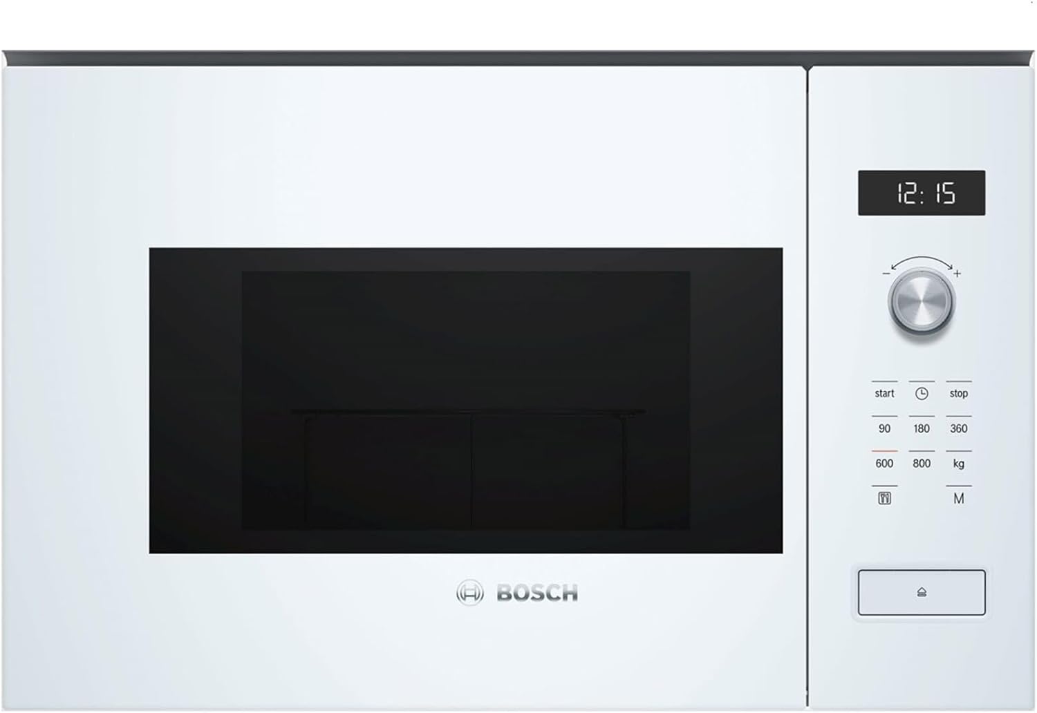 Bosch BFL524MW0 Serie 6 Inbouwmagnetron, 38 x 60 cm, 800 W, draaiplateau 25,5 cm, deurscharnieren links, AutoPilot 7 7 automatische programma's, reinigingsondersteuning, led-touchdisplay, wit