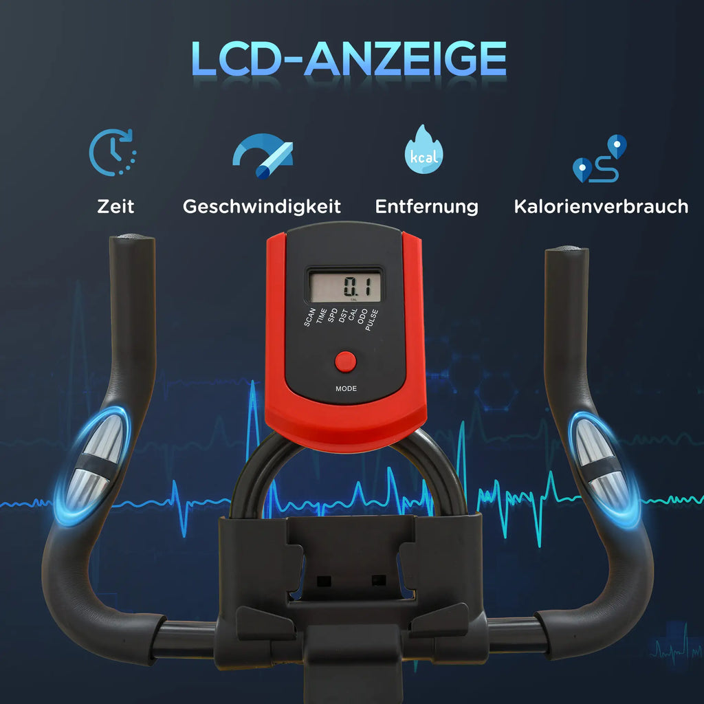 HOMCOM Fietstrainer Hometrainer LCD-display in hoogte verstelbaar