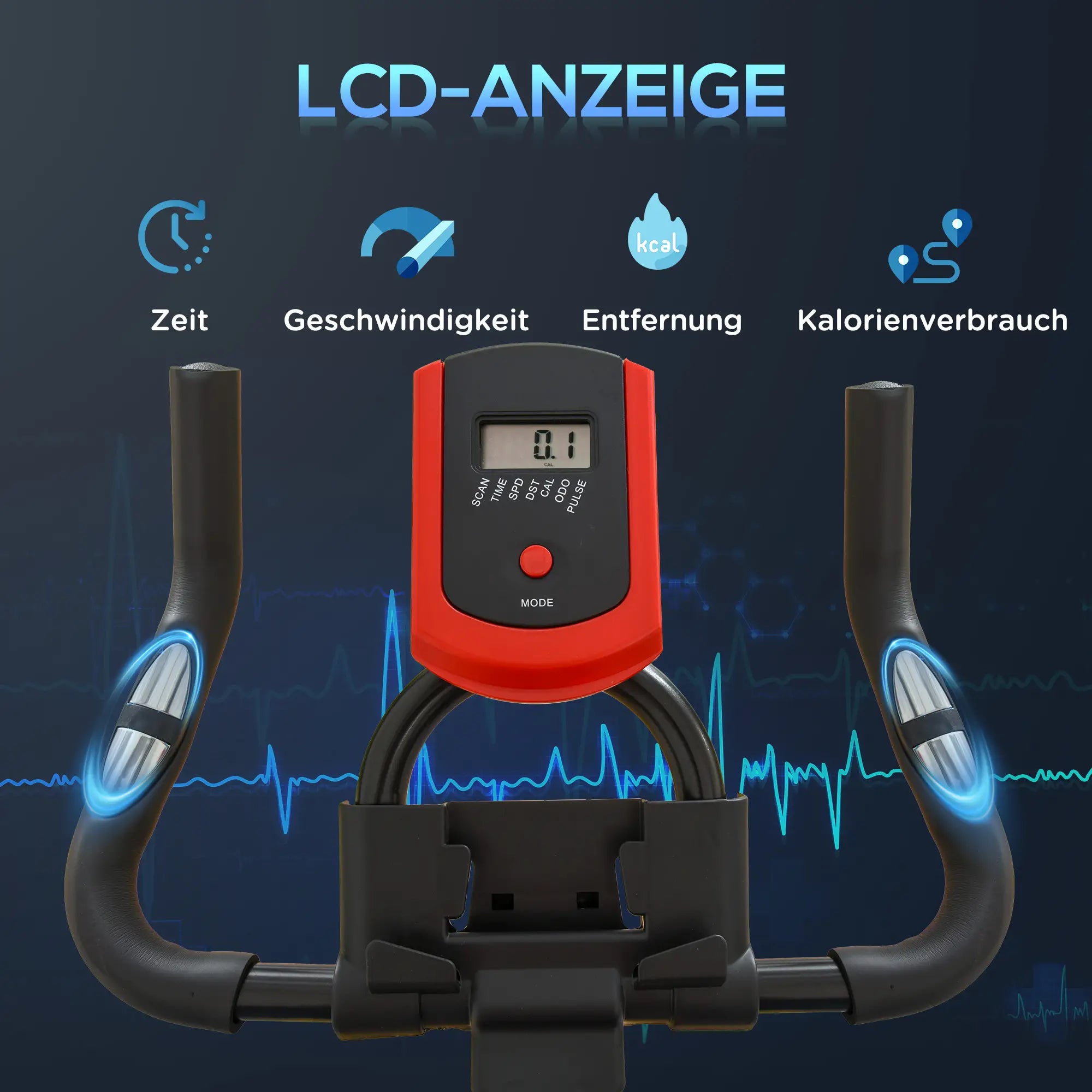 HOMCOM Fietstrainer Hometrainer LCD-display in hoogte verstelbaar