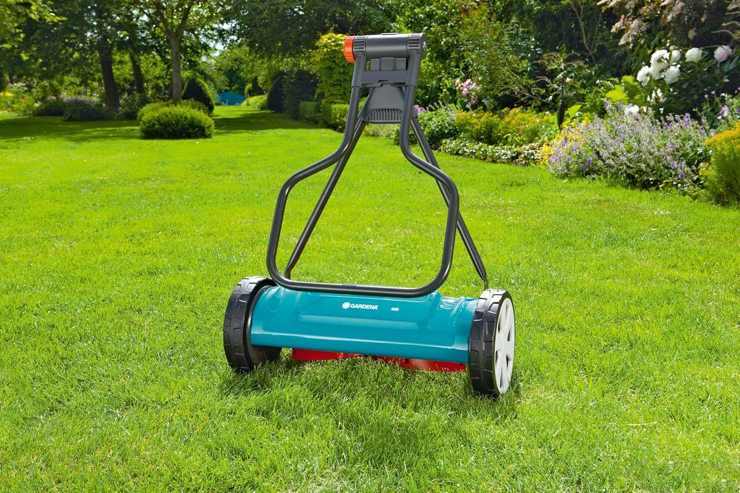 Gardena Classic Kooimaaier 400: Handgrasmaaier met 40 cm werkbreedte voor gazons tot 200 m², maaimes van kwaliteitsstaal, contactloze snijtechniek, stil en precies (4018-20)