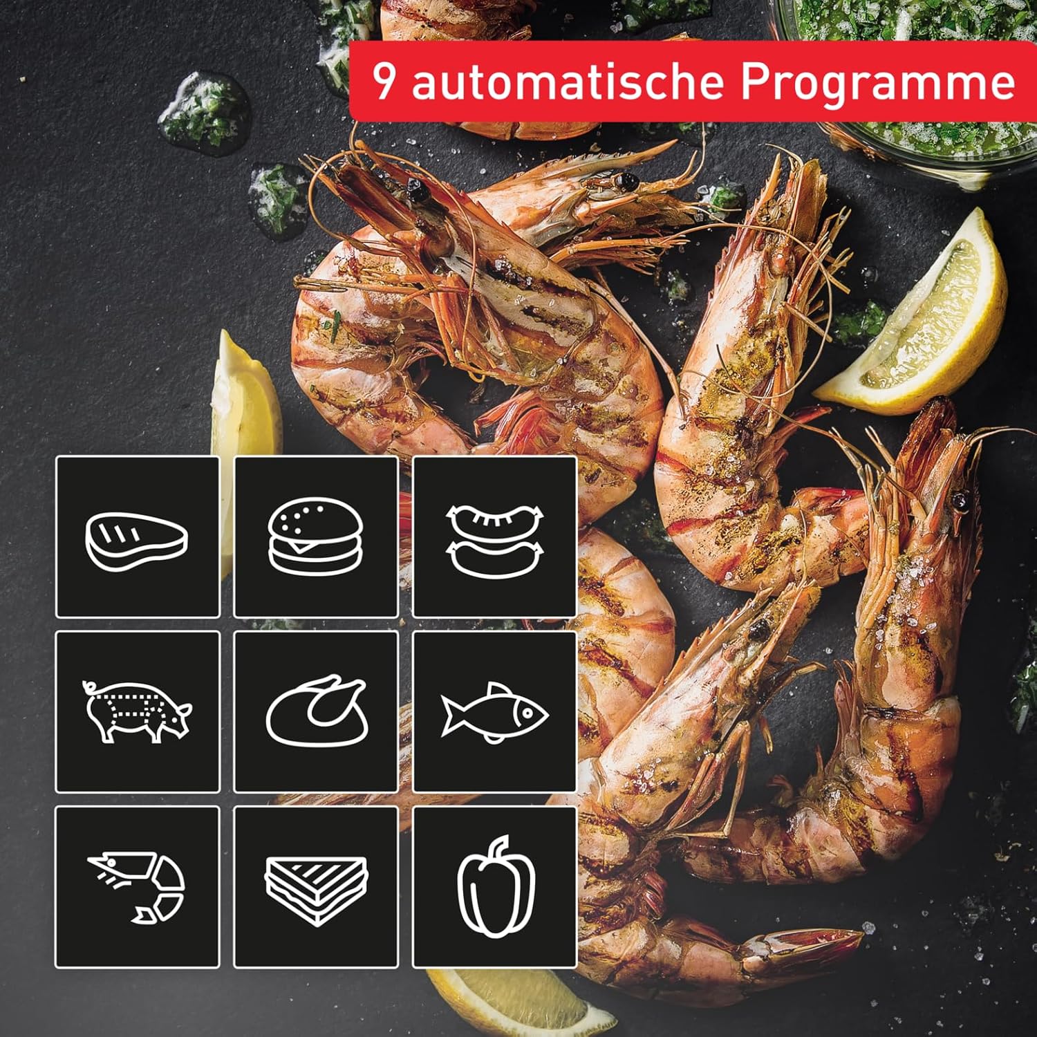 Tefal OptiGrill 4in1 Contactgrill met Bakplaat, Opklapbaar, Tafelgrill, 9 Programma's, Gaarheidsindicator, Elektrische grill, Oven, GC776D10