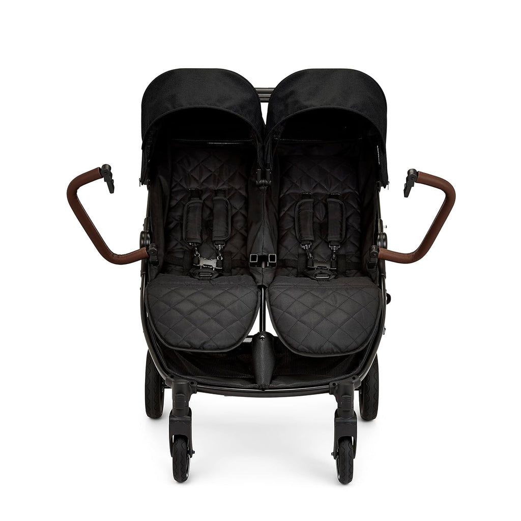 Venus Max Duo Buggy - geschikt vanaf de geboorte tot 15 kg (ongeveer 3 jaar), compacte, lichte, opvouwbare tweelingbuggy, inclusief regenhoes en voetenzak (Biscuit)