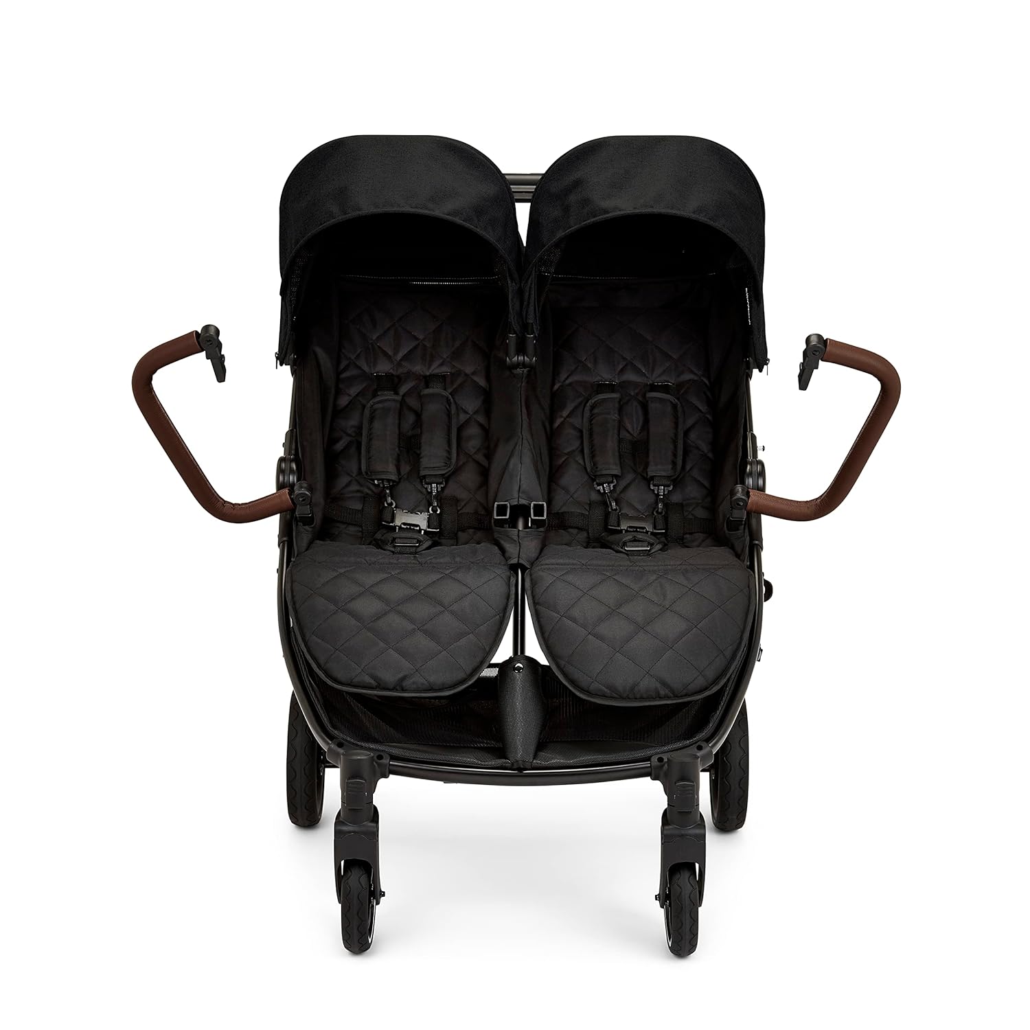 Venus Max Duo Buggy - geschikt vanaf de geboorte tot 15 kg (ongeveer 3 jaar), compacte, lichte, opvouwbare tweelingbuggy, inclusief regenhoes en voetenzak (Biscuit)